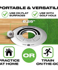 Golf Putting Rings Three Piece Set For Indoor And Outdoor Practice With Ramp Ring And Hole Reducers displayed on flat surface