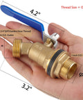 Brass Rain Barrel Spigot With Three Quarter Inch GHT Male Thread Quarter Turn Ball Valve And Bulkhead Fitting in hand