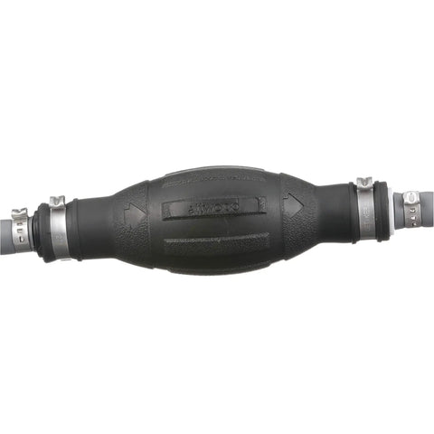 Close-up of primer bulb in Portable Marine Fuel Tank Line Kit With Ethanol-Resistant Tubing for safe reliable boat refueling on the water.