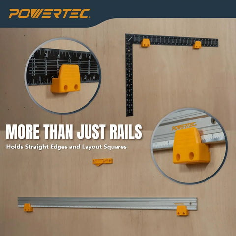 Track Saw Guide Rail Mounts 2 Pack Universal ABS Wall And Ceiling Storage Rack holding rulers and squares