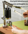 Badass Stainless Steel Manual Lever Espresso Maker With Integrated Pressure Gauge for barista level espresso setup.