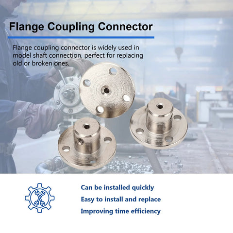 5-pack 2mm flange coupling connectors, steel, silver; front view