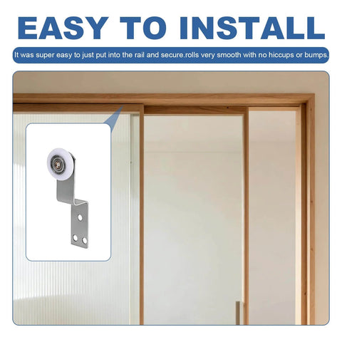 4 Pack 19mm Shower Door Rollers With M4 Screws, stainless steel sliding door runners installed on wooden frame