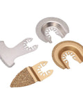 All In One Oscillating Saw Blades Set For Grout And Ceramic Tile Removal, 4 pcs semi circle finger grit carbide blades.