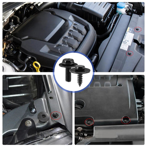All In One Car Fastener Kit With 100 Pieces Screws Bolts Undertray Clips Plastic Rivets U Nuts Engine Under Cover Splash Shield Replacement By Uolor Universal Fit For Auto Body Fender showing installation.