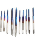 Heavy Duty Tungsten Steel Thread Tap Set Built Like Iron For Absolute No Sweat Threading On Wood Plastic And Aluminum Pro Grade Everyday Carry Workhorse Tool Kit, various sizes displayed.
