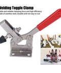 Heavy Duty Stainless Steel Toggle Clamp For Welding And Hardware Assembly, red handle, stainless steel body, 500 lb clamping power