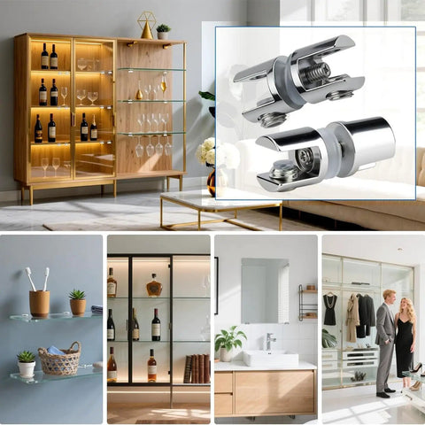 5 Pack Glass Clamps For 5 To 10mm Thick Glass Durable Rustproof Bidirectional Mounts For Shelves Partitions Display