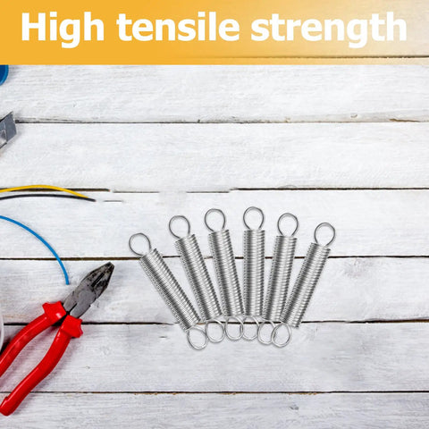 Premium 20Pc Stainless Steel Mechanical Extension Springs Kit With Durable Hooks, Perfect 3 Inch Length Tension For DIY Crafts Heavy Duty Repairs And Home Projects You Gotta Love. shown with pliers