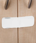 2 Pack Childproof Drawer Locks For Cabinets And Drawers Universal Fit ABS Self Adhesive Safety Latches installed on cabinet