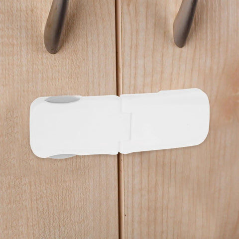2 Pack Childproof Drawer Locks For Cabinets And Drawers Universal Fit ABS Self Adhesive Safety Latches installed on cabinet