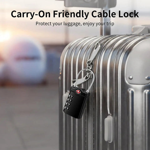 Two Pack TSA Approved Luggage Locks With Flexible Steel Cable, 4 Digit Resettable Padlocks For Suitcases, Backpacks, Gym Bags And Travel, Features Red Inspection Alert For Easy TSA Checks