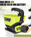 18V Battery Powered Grass Seed And Salt Spreader For Ryobi Tools, showing 3.7L hopper, tool only without battery
