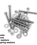 Eight Sets Stainless Steel U Channel Sign Post Bolts Kit With Nuts Washers And Spring Pads For Durable Outdoor Sign Mounting And Steady Hardware Reliable Outdoor Hardware For Fence Or Sign Posts; 8 bolts, nuts, washers