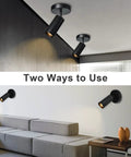Black GU10 Ceiling Light With 360 Degree Horizontal Rotation And 90 Degree Tilt Adjustable Spotlight Double Head Downlight