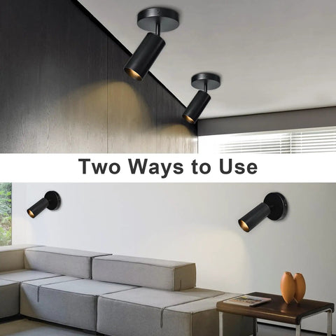 Black GU10 Ceiling Light With 360 Degree Horizontal Rotation And 90 Degree Tilt Adjustable Spotlight Double Head Downlight