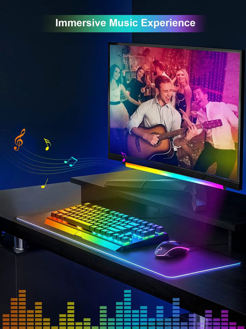 Monitor Down Light Bar RGB Desk Light for PC Setup With Dynamic Rainbow LEDs, Dimmable Brightness And Speed, Music Sync, Remote Color Change, USB Powered, Ideal For Game Room
