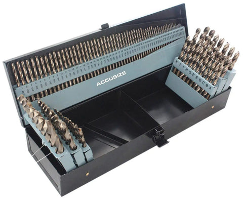 M35 HSS Drill Bit Set With 5 Percent Cobalt, 115-Piece Pro Grade Bits, 135 Degree Split Point, Sizes 1/16 To 1/2 Inch, Includes 1-60 And A-Z Bits, Heavy Duty High Speed Steel For Stainless Steel