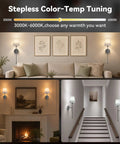 Battery Operated Wall Sconce Set of 2, RF Remote, Grey and Grey Shade in various settings showcasing color temp tuning.