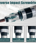 Go-To Half Inch Drive Manual Impact Driver Set With Reversible Handheld Impact Screwdriver showing rotation directions