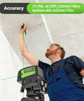 Man using 5 Point Self Leveling Laser Level With Plus Mode For Precise Plumb Dots And Level Lines 360 Degree Magnetic Base