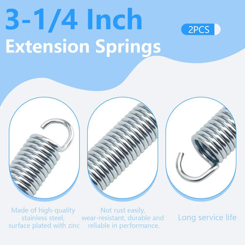 3-1/4 Inch Extension Springs, 2PCS galvanized steel tension coils for saggy recliners, durable, long service life.