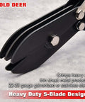 Five Blade Hand Crimper For 22 To 28 Gauge Sheet Metal Duct Work Downspout And Stove Pipe Crimp Tool close-up on blades