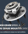 6-Lug Front Wheel Bearing Hub 4WD Replacement For 2002-2006 Chevy Avalanche 1500 Silverado Suburban Express GMC Sierra Yukon XL 1500 2500 And Cadillac Escalade EXT With ABS Sensor 515036 displayed showing high-grade steel and mounting bolts.