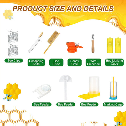 All In One Beekeeping Starter Kit With 30 Piece Gear And Protective Jacket For Beginners To Pros includes various tools