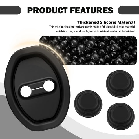 8 Piece Car Door Strike Protector Kit With Silicone Door Latch Cover And Full Adhesive Backing, oval black silicone covers