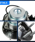 Close-up of front wheel bearing and hub assembly pair for 2WD GM full-size SUVs with ABS OEM grade fit for Cadillac Escalade ESV