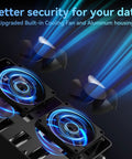 Smooth Operator Six Bay Aluminum Hard Drive Enclosure With Smart Cooling Fan USB 3.2 Gen 2 Type A C showing dual cooling fans in action.