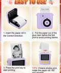 Six Pack Kids Camera Paper Roll Refills For Instant Print Thermal Photo Paper 2 Inch By 23 Feet Compatible With Most Cameras, easy use steps