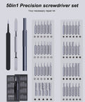 50 In 1 Precision Screwdriver Set For Electronics Magnetic Mini Repair Kit displayed with bits and tools