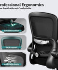 Ergonomic Office Chair With Adjustable Lumbar Support And Breathable Mesh Seat For All Day Comfort At Home Or In The Office Supports Up To 330 Lbs Ideal For Long Sessions And Pro Desk Work showing seat cushion, back support, and breathable fabric.