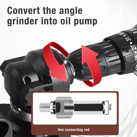 Oppwong Angle grinder oil drum pump with 3 adapters efficient liquid extractor kit transforms tool into fluid extractor for water and engine oil quick change versatility home garage handy