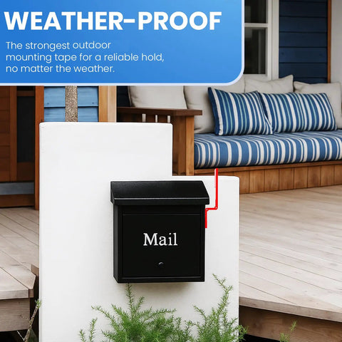 Folding 180 Degree Wall Mount Mailbox Flag With Adhesive Or Screw Installation For Vertical Mailboxes showing weatherproof feature.
