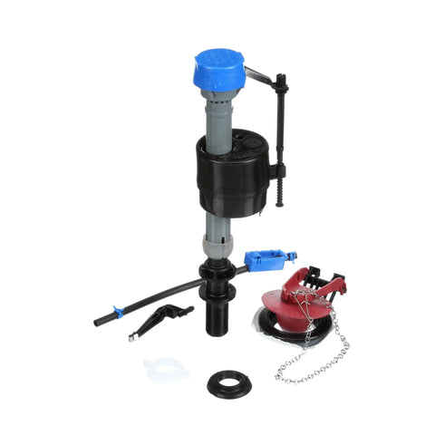 PerforMAX Universal Toilet Fill And Flush Valve Repair Kit With 2 Inch Flush Valve Quick And Easy Install shown in parts