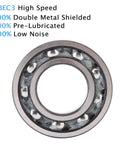 Close-up view of 608ZZ C3 High Speed Sealed Ball Bearing 8x22x7mm, chrome steel, pre-lubricated and double-shielded.