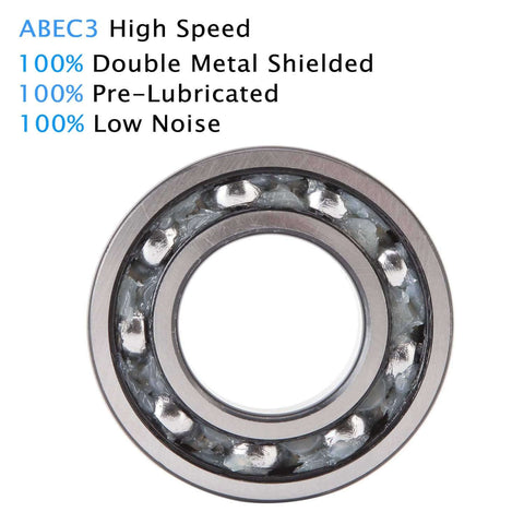Close-up view of 608ZZ C3 High Speed Sealed Ball Bearing 8x22x7mm, chrome steel, pre-lubricated and double-shielded.