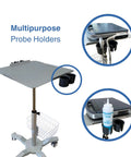 Must Have Height Adjustable Mobile Ultrasound Cart With Probe Holders Wire Basket And Lockable Wheels For Laptop Style Machines