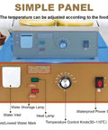 Control panel of Electric Food Steamer For Commercial Kitchens, Heavy Duty Stainless Steel Two Tier Steam Machine with labels and knobs