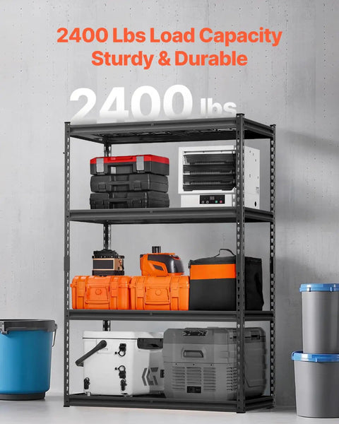 Badass Ultra Heavy Duty Four Tier Garage Storage Shelves With 2400 Lb Load Capacity Adjustable Steel Utility Racks For Basement Warehouse Home Workshop Super Durable Black Frame