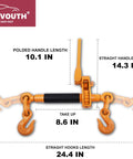 Heavy Duty Ratchet Binder 4 Pack Folding Handle Load Binder For 5/16 And 3/8 Grade 70 Chain, 7100 Lbs Working Load Limit