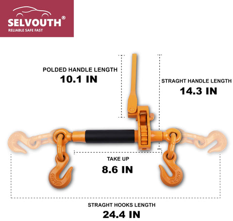 Heavy Duty Ratchet Binder 4 Pack Folding Handle Load Binder For 5/16 And 3/8 Grade 70 Chain, 7100 Lbs Working Load Limit