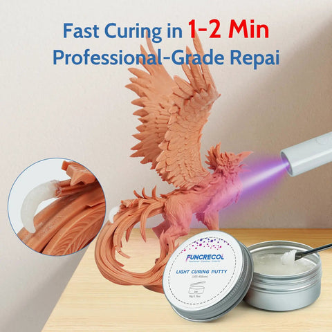 Kickass Quick Cure UV Modeling Putty For Heavy Duty Kit Repairs Patching Up Nicks Scratches Cracks Resin Plastic Wood Ceramic Counters Slick Smooth Finish Rapid Set 50g
