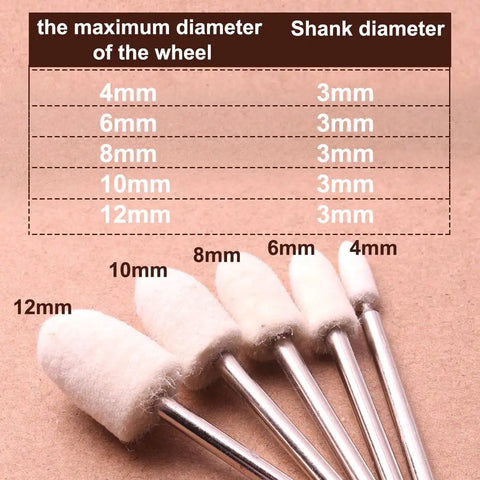 25 Pcs Wool Mounted Mandrel Set With One Eighth Inch Shank Polishing Bits Burrs Buffing Wheels For Rotary Tool Five Size Assortment