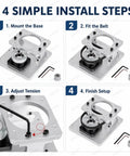 4 installation steps for Rock Solid Hollow Rotary Actuator With Fine Tune Belt Tension CNC Machined Aluminum Plate for 86mm stepper motor.