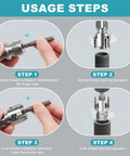 Two Piece PVC Pipe Threader Tool Set With One Half Inch And Three Quarter Inch Heads For Pipes Internal And External Threading Electric Drill Compatible Carbon Steel With Protective Coating For DIY Home Plumbing step-by-step usage instructions.