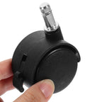8 Pack Tough Nylon Stem Swivel Casters 1.5 Inch Zero Scratch Twin Wheels showing a single black nylon swivel caster with brake.